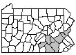 Map of Counties in the South Central Region: Berks, Cumberland, Dauphin, Lancaster, Lebanon, Lehigh, Northampton, York